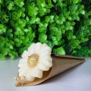 Kraft Külah Ambalajlı Gold Göbekli Dekoratif Papatya Mum