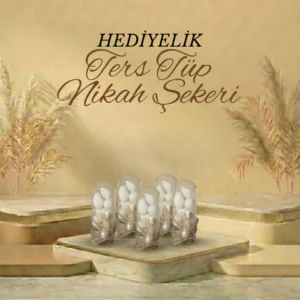 İnci Süslemeli Ters Tüp Nikah Şekeri