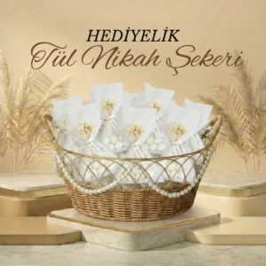 Kişiselleştirilmiş İsim Etiketli Tül Nikah Şekeri