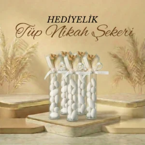 Pamuk Otu Süslemeli Tüp Nikah Şekeri