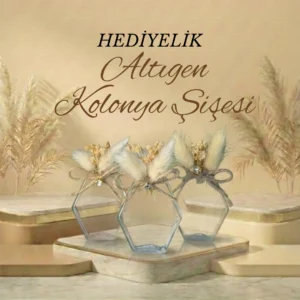 Pamuk Otu Süslemeli Altıgen Tasarımlı Hediyelik Kolonya