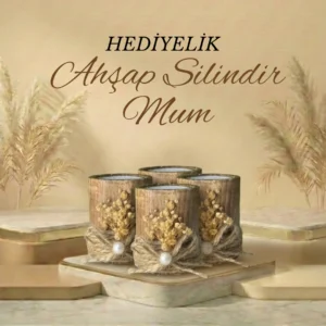 Ahşap Silindir Hediyelik Mum